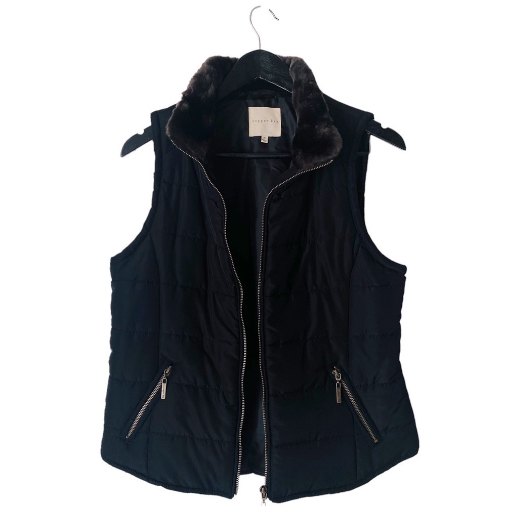 Copper Key Women Black Puffer (Quilted) Vest. Sz M
